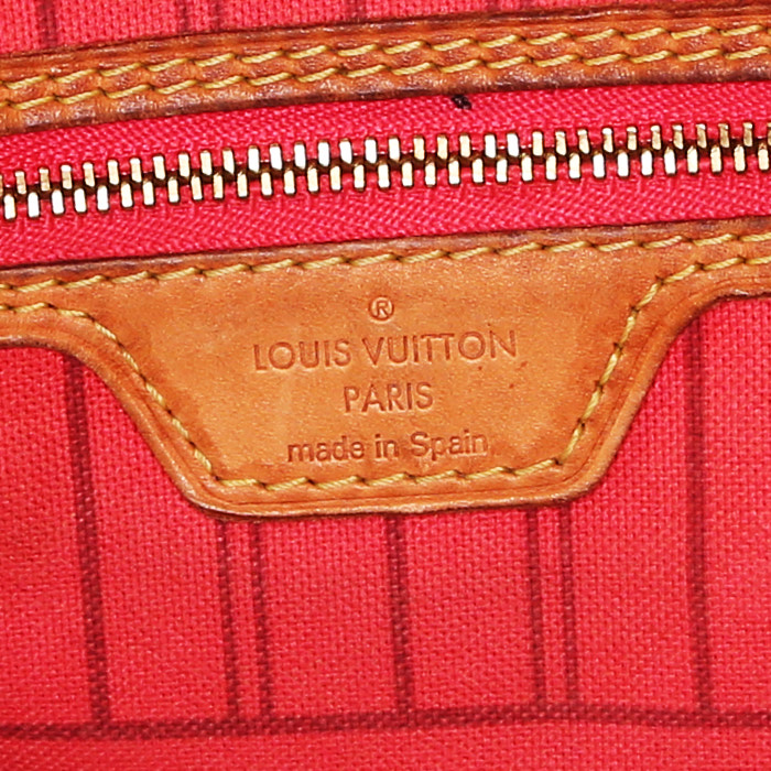 Bolso Cabás Louis Vuitton Neverfull Ramage modelo mediano en lona Monogram marrón y cuero natural - Detail D3