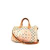 Louis Vuitton Speedy Tahitienne Editions Limitées handbag in azur damier canvas and natural leather - 00pp thumbnail
