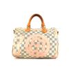 Louis Vuitton Speedy Tahitienne Editions Limitées handbag in azur damier canvas and natural leather - 360 thumbnail
