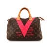 Bolso de mano Louis Vuitton  Speedy 30 en lona Monogram marrón y rosa y cuero natural - 360 thumbnail