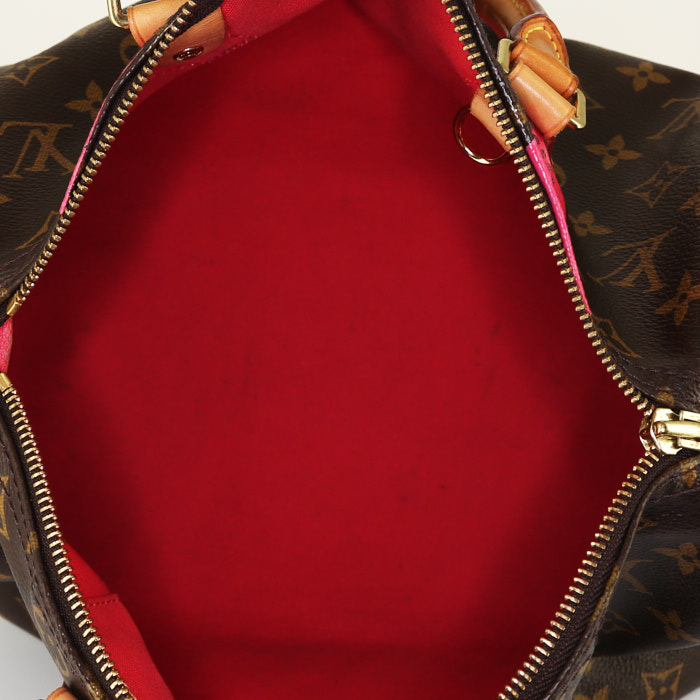 Louis Vuitton  Speedy 30 handbag  in brown and pink monogram canvas  and natural leather - Detail D2