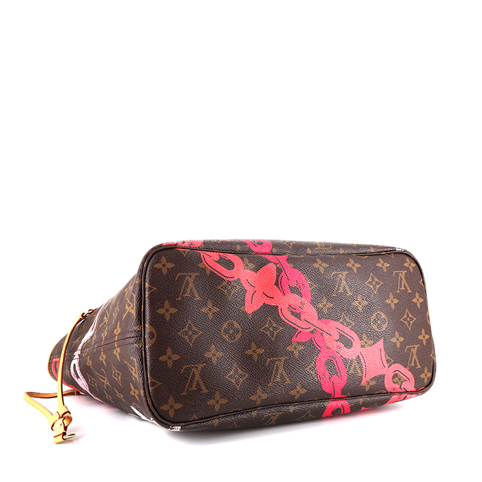 Bolso Cabás Louis Vuitton  Neverfull Editions Limitées en lona Monogram y cuero natural - Detail D4