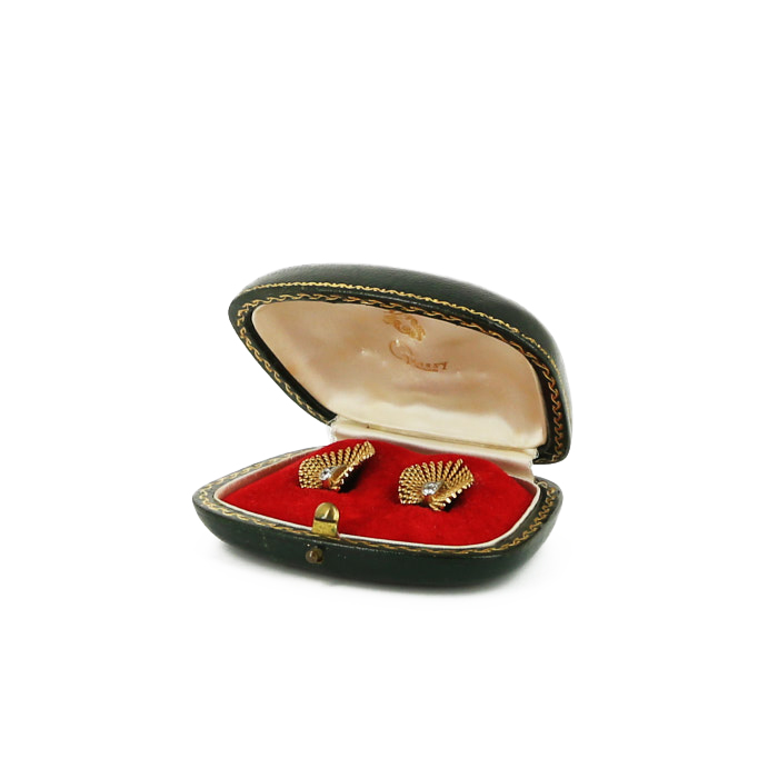 Pendientes con clip época años 50 Vintage en oro amarillo,  oro blanco y diamantes - Detail D2