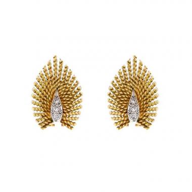 Boucles D'oreilles Clips Vintage En Relief Argent Et Or - Qualité 4140 - Occasion