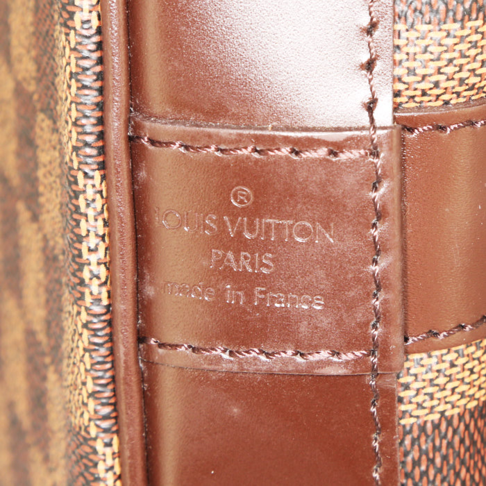 Bolso de fin de semana Louis Vuitton Grimaud en lona a cuadros ébano y cuero marrón - Detail D3