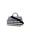 Shopping bag Prada Canapa in tela bicolore blu marino e bianca righe - 00pp thumbnail