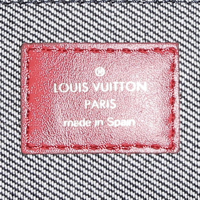 Mochila Louis Vuitton  Palm Springs Backpack Mini en lona denim azul y cuero rojo - Detail D3