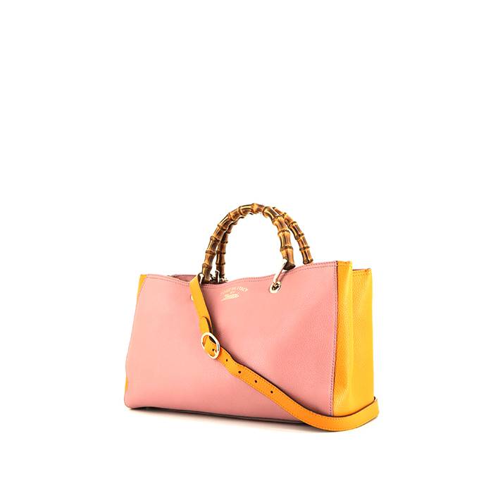 Gucci Bamboo Top Handle Pink Calfskin Leather Hobo Bag
