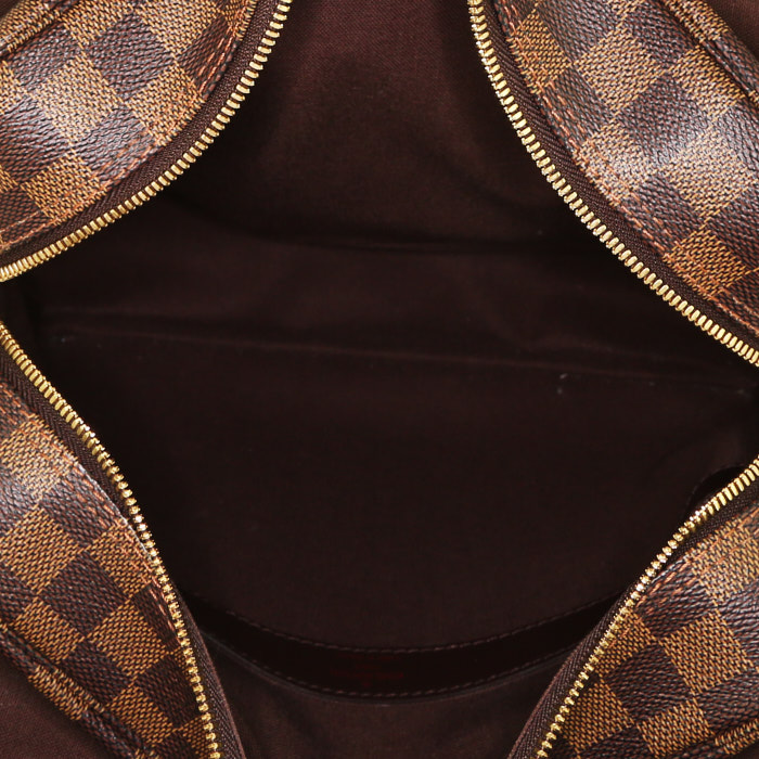 Louis Vuitton Naviglio shoulder bag in brown damier canvas and brown leather - Detail D2