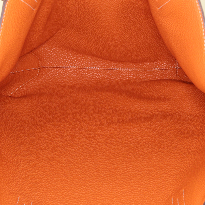 Hermes Double Sens shopping bag in gold and orange leather taurillon clémence - Detail D3