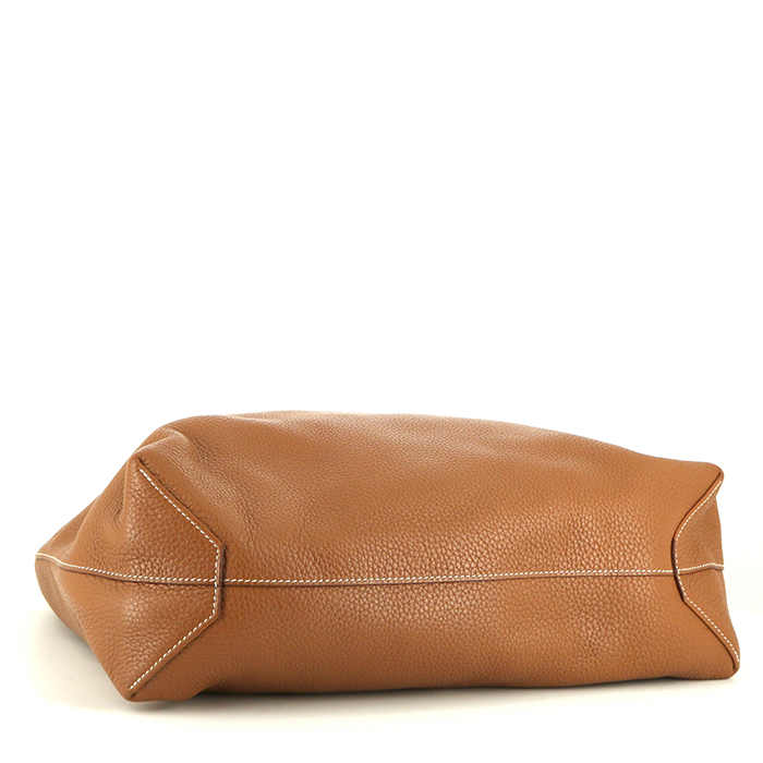 Bolso Cabás Hermes Double Sens en cuero taurillon clémence color oro y naranja - Detail D5