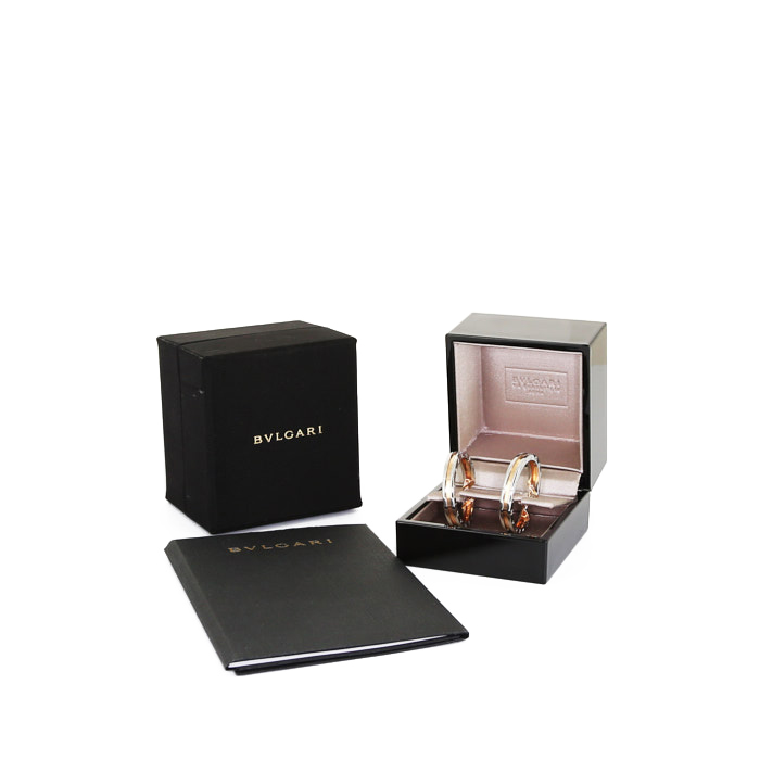 Orecchini a cerchio Bulgari B.Zero1 in oro rosa e acciaio - Detail D2