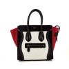 Celine Luggage Micro handbag in beige and red canvas and black leather - 360 thumbnail