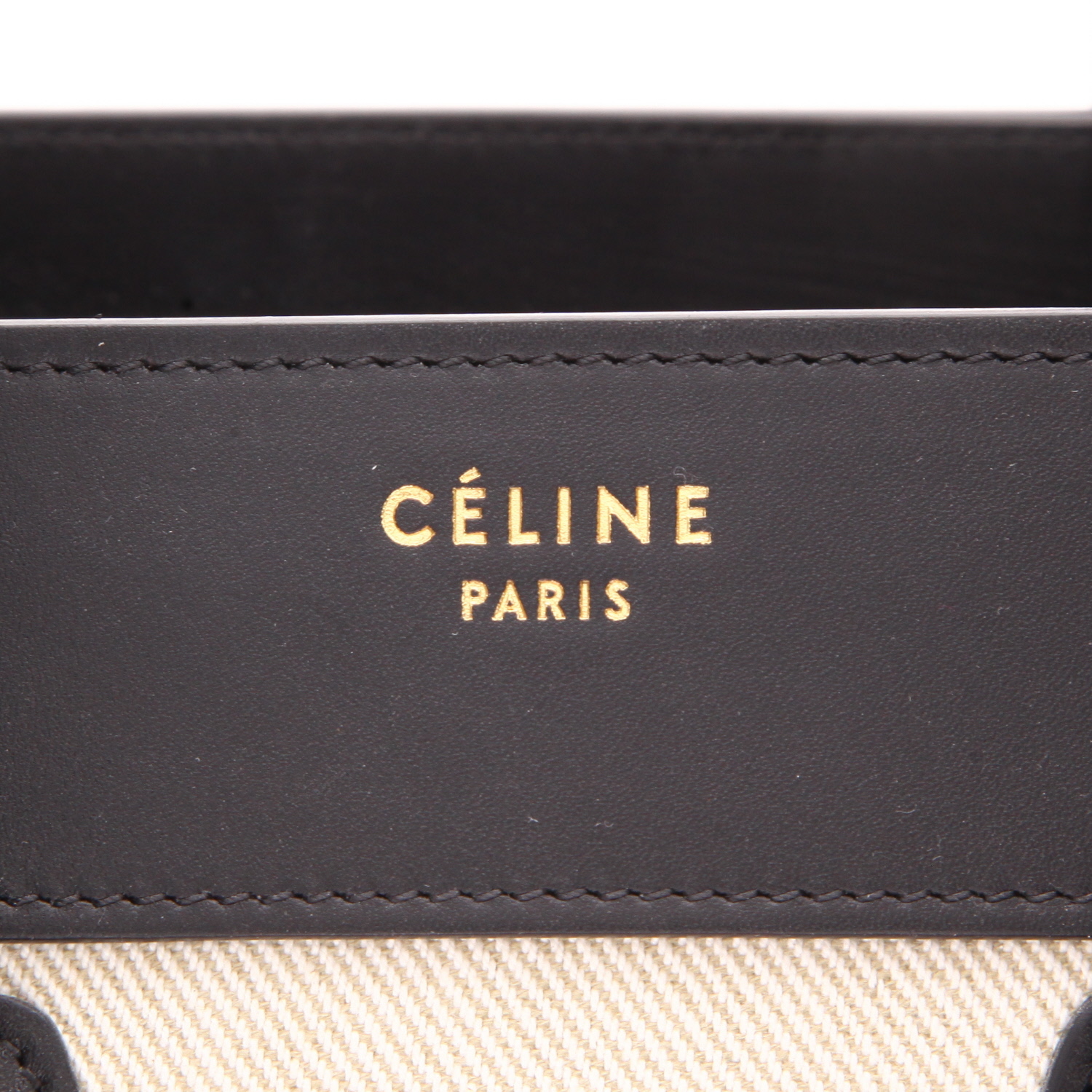 Bolso de mano Celine  Luggage Micro en lona beige y roja y cuero negro - Detail D2