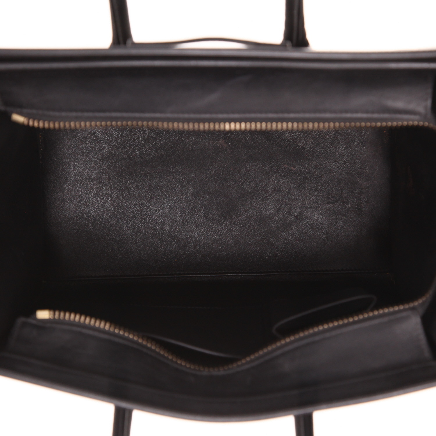 Borsa Celine  Luggage Micro in tela beige e rossa e pelle nera - Detail D3