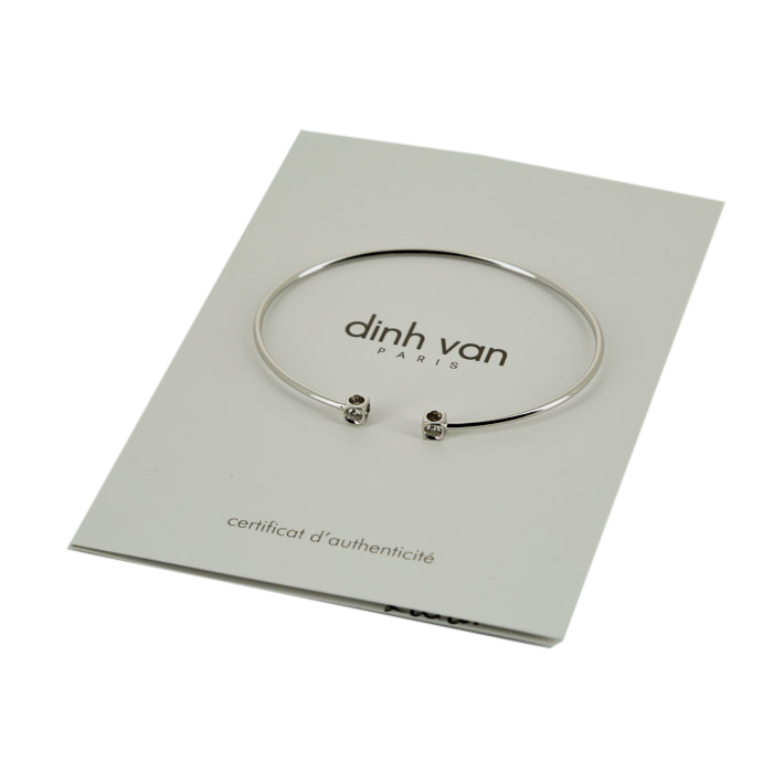 Bracelet ouvert Dinh Van Le Cube Diamant petit modèle en or blanc et diamants
