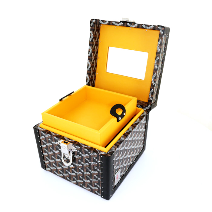 Goyard jewelry box in monogram canvas and black leather - Detail D4