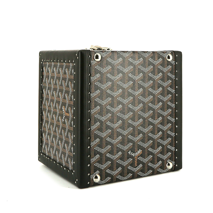Caja de joyas Goyard en lona Monogram y cuero negro - Detail D5
