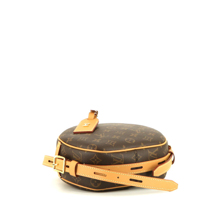 Borsa a tracolla Louis Vuitton Sac Boîte à Chapeau Souple MM in tela monogram e pelle naturale - Detail D4