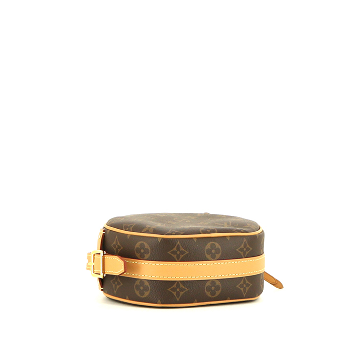 Borsa a tracolla Louis Vuitton Sac Boîte à Chapeau Souple PM in tela monogram e pelle naturale - Detail D4