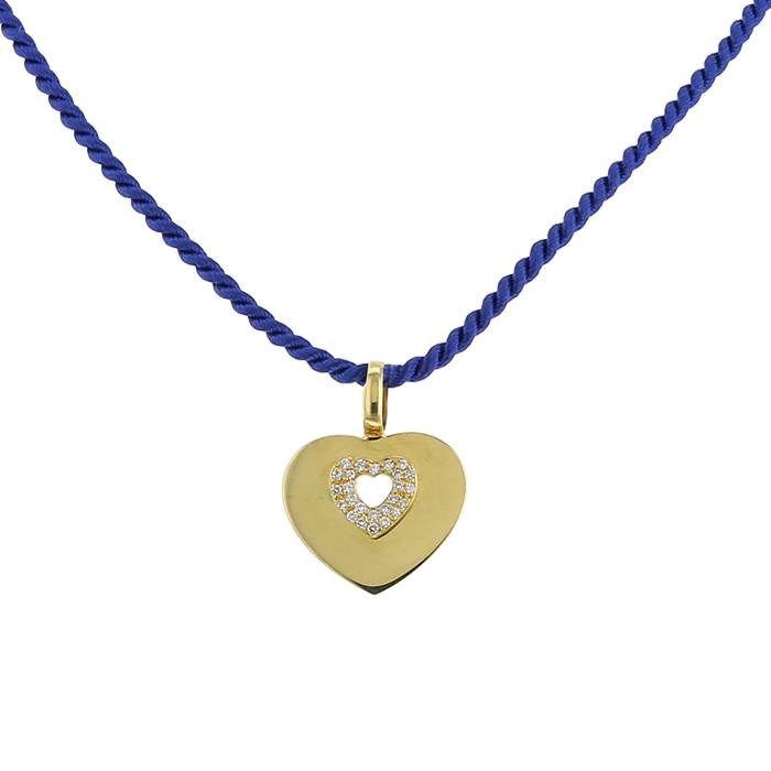 Pendentif Poiray Coeur Secret moyen modèle en or jaune et diamants - 00pp