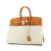 Hermes Birkin 35 cm Fray Fray handbag in beige canvas and Sésame beige leather - 00pp thumbnail