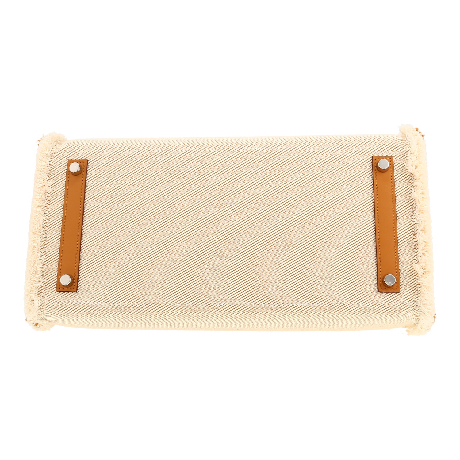 Sac à main Hermes Birkin 35 cm Fray Fray en toile beige et cuir beige Sésame - Detail D1
