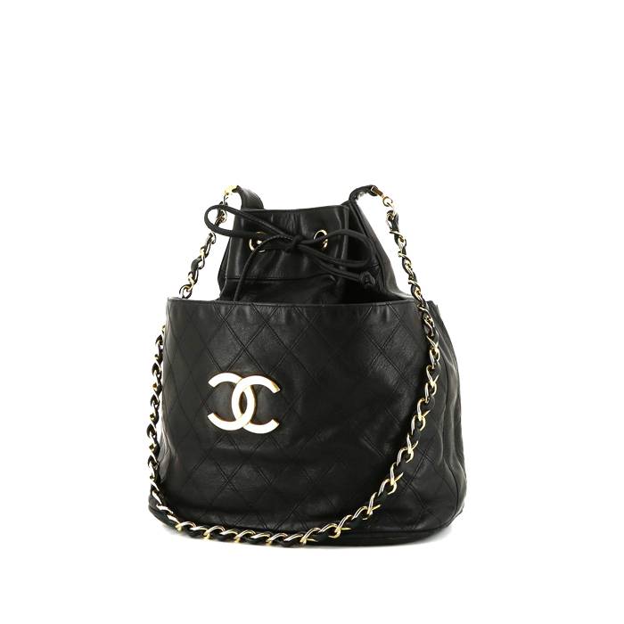 Chanel Vintage shopping bag in black quilted leather - 00pp