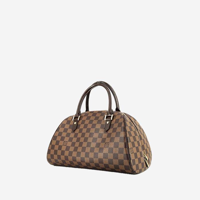 Bolso de mano Louis Vuitton Ribera en lona a cuadros revestida ébano y cuero marrón
