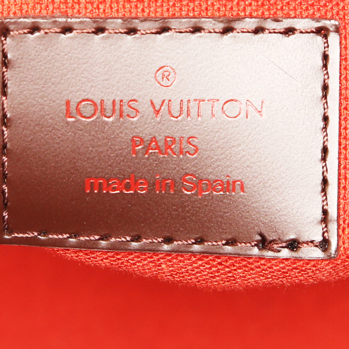 Borsa Louis Vuitton Ribera in tela cerata con motivo a scacchi ebano e pelle marrone - Detail D3