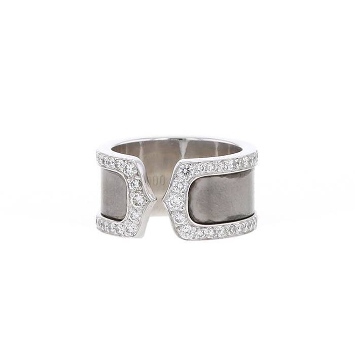 Cartier C de Cartier large model ring in white gold,  lacquer and diamonds - 00pp