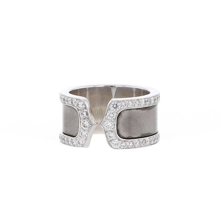 Cartier C de Cartier large model ring in white gold, lacquer and diamonds