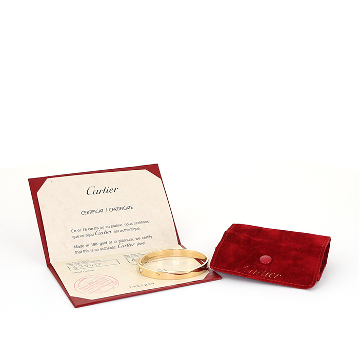 Bracelet jonc articulé Cartier Love Anniversary en or jaune et diamant, taille 16 - Detail D2