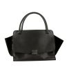 Celine Trapeze large model handbag in black grained leather and black suede - 360 thumbnail