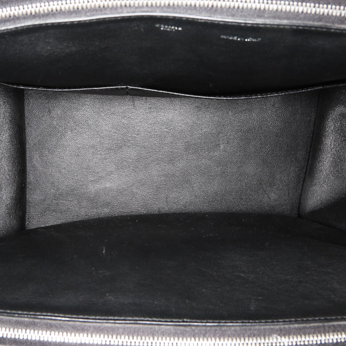 Celine Trapeze large model handbag in black grained leather and black suede - Detail D2
