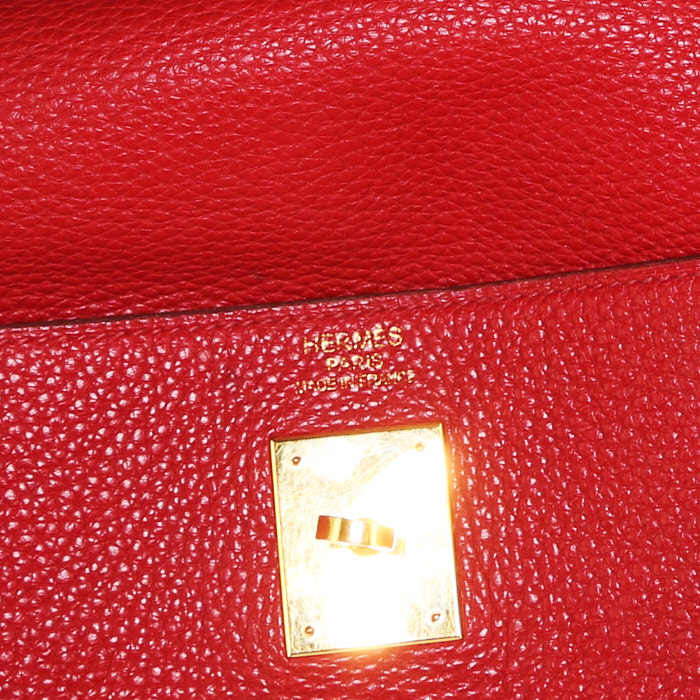 Borsa Hermes Kelly 35 cm in pelle togo rossa - Detail D4