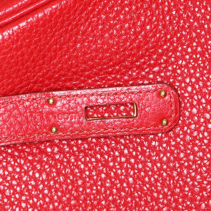 Hermes Kelly 35 cm handbag in red togo leather - Detail D5