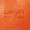 Lanvin shopping bag in beige canvas and brown leather - Detail D4 thumbnail