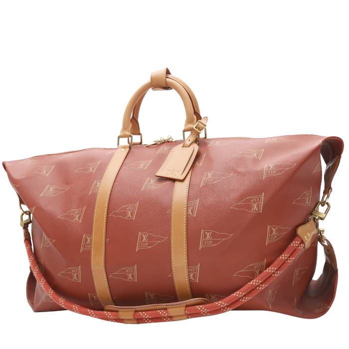 louis vuitton america s cup bag in red monogram canvas and natural leather