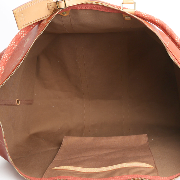 Bolsa de viaje Louis Vuitton  America's Cup en lona revestida roja y cuero natural - Detail D3