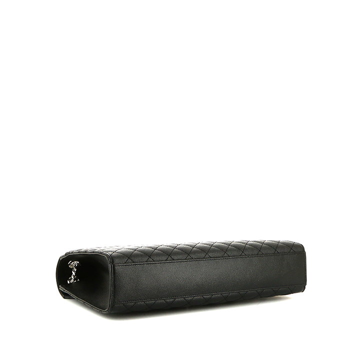 Sac bandoulière Saint Laurent  Enveloppe grand modèle  en cuir grainé matelassé noir - Detail D5