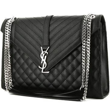 Borsa a tracolla Saint Laurent  Enveloppe modello grande  in pelle martellata e trapuntata nera