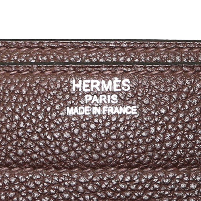 Porte-documents Hermès Sac à dépêches en cuir grainé marron - Detail D3