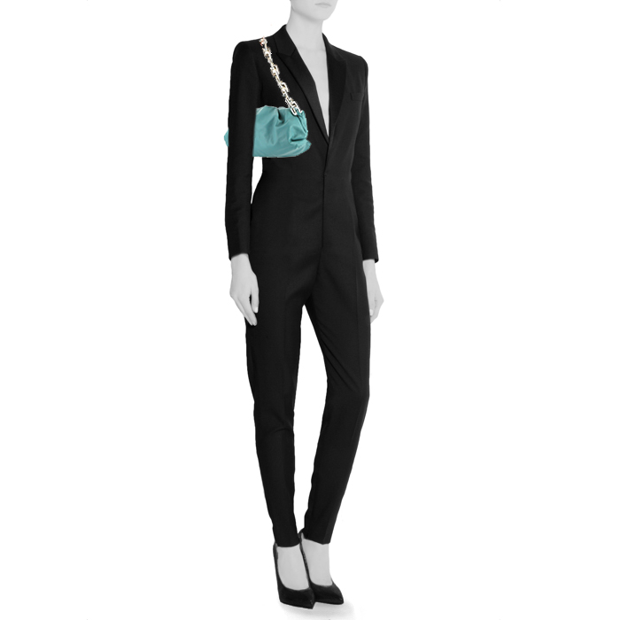 Sac à main Bottega Veneta Chain Pouch en cuir turquoise - Detail D1