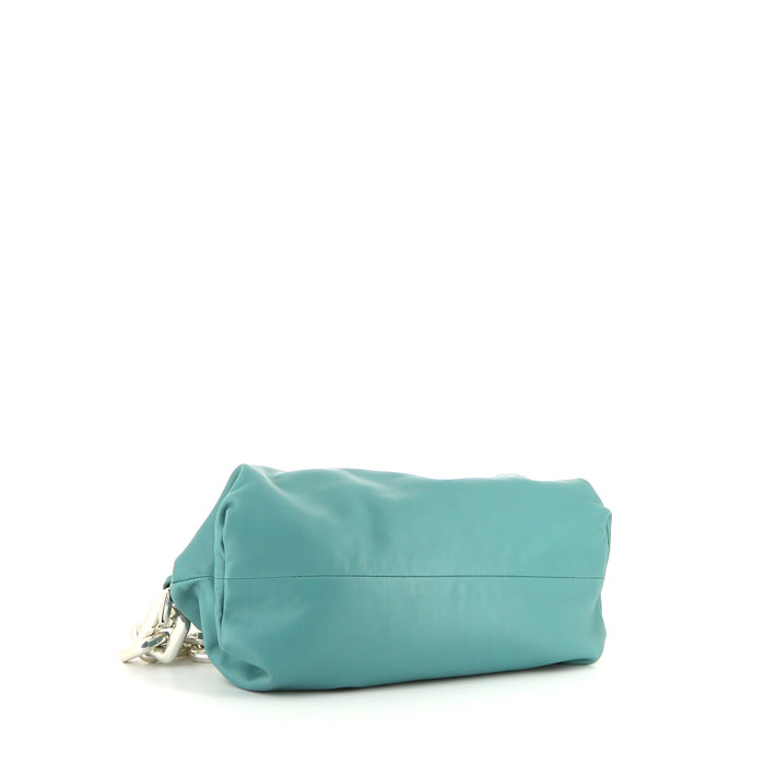 Bottega Veneta Chain Pouch handbag in turquoise leather - Detail D4