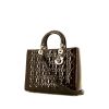 Dior Lady Dior large model handbag in brown patent leather - 00pp thumbnail