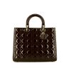 Bolso de mano Dior Lady Dior modelo grande en charol marrón - 360 thumbnail
