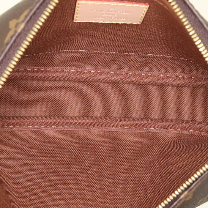 Borsa a tracolla Louis Vuitton Multi-Pochette Accessoires in tela monogram marrone con motivo e pelle naturale - Detail D3