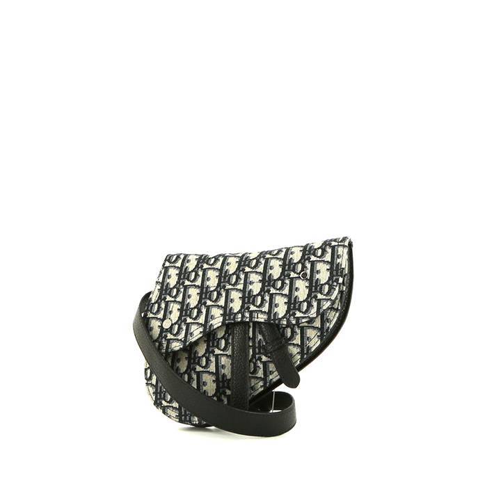 Dior Saddle shoulder bag in monogram canvas Oblique and black leather - 00pp