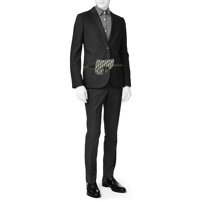 Bolso bandolera Dior  Saddle en lona Monogram Oblique y cuero negro - Detail D1